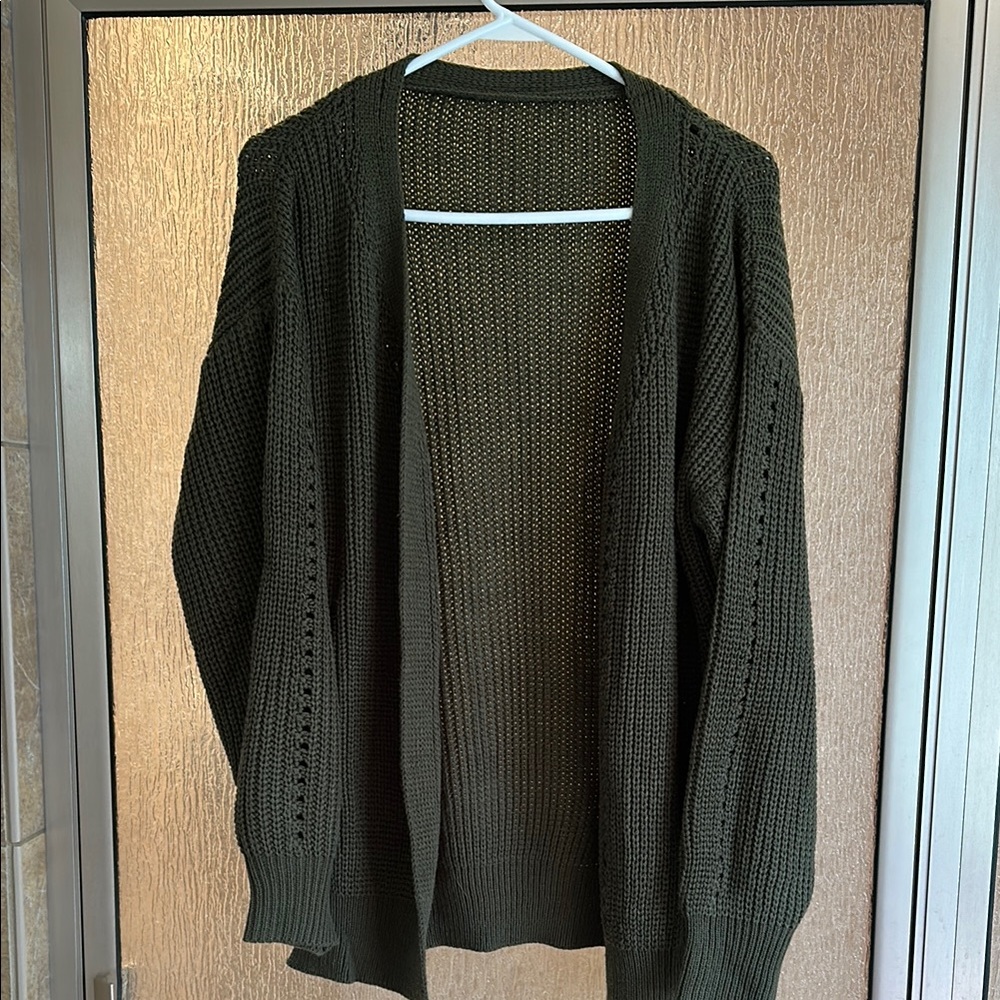 Olive Green Knit Cardigan